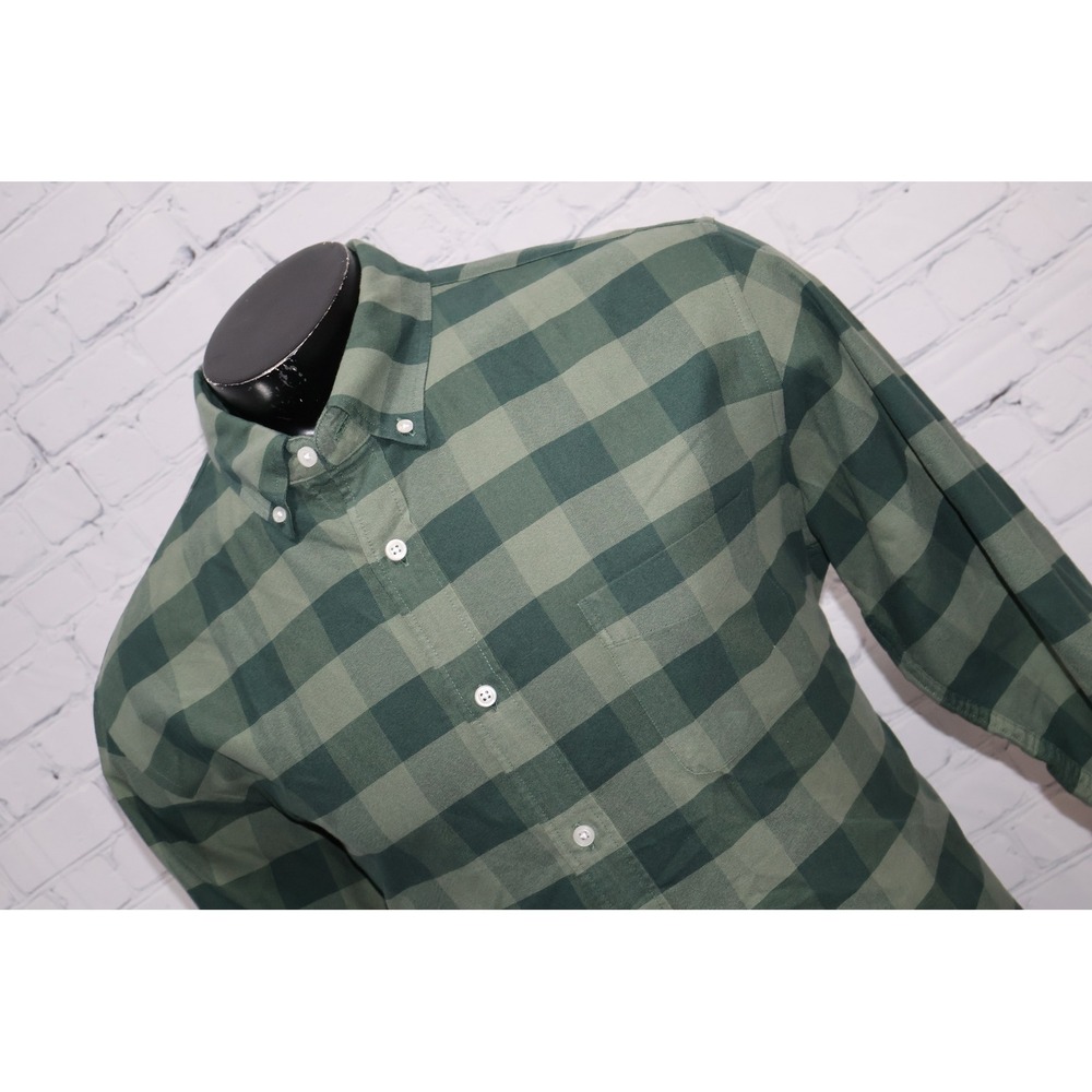 J.Crew Flex Oxford Mens XL Green Buffalo Plaid Button Down Shirt Cotton